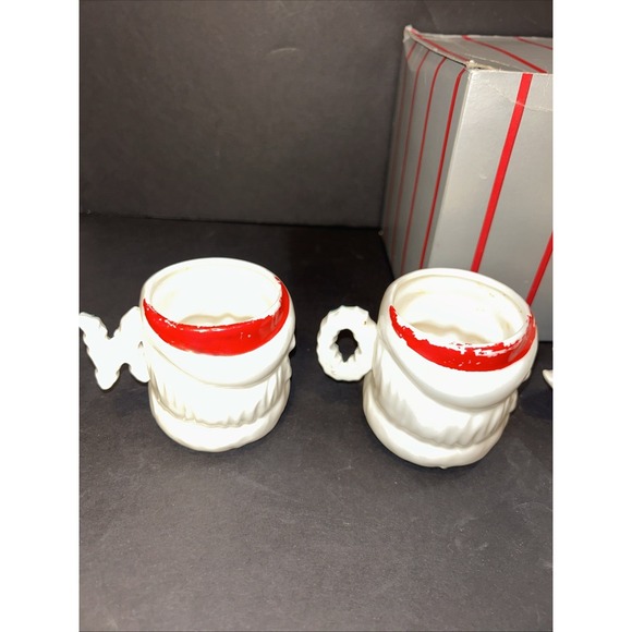 VTG Set of 4 Commodore Japan Noel Santa Faces Ceramic Mugs Hand Painted  1950's - Picture 8 of 13